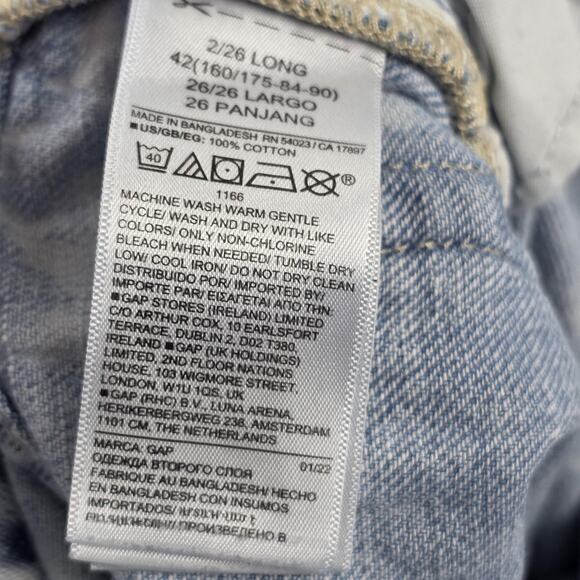 GAP Denim Jeans Womens 2 26L Light Wash Blue High Rise Wide Leg Distressed - Picture 5 of 15